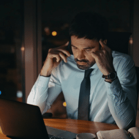 Frustrated man at desk